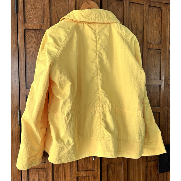 Chico’s Jacket SZ 3 XL Bright Yellow Nautical Windbreaker Zip Pockets Drawcords - Picture 2 of 10